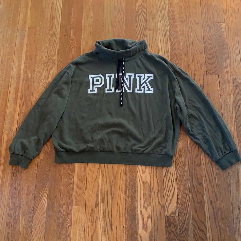 VS PINK cowl neck green sweatshirt